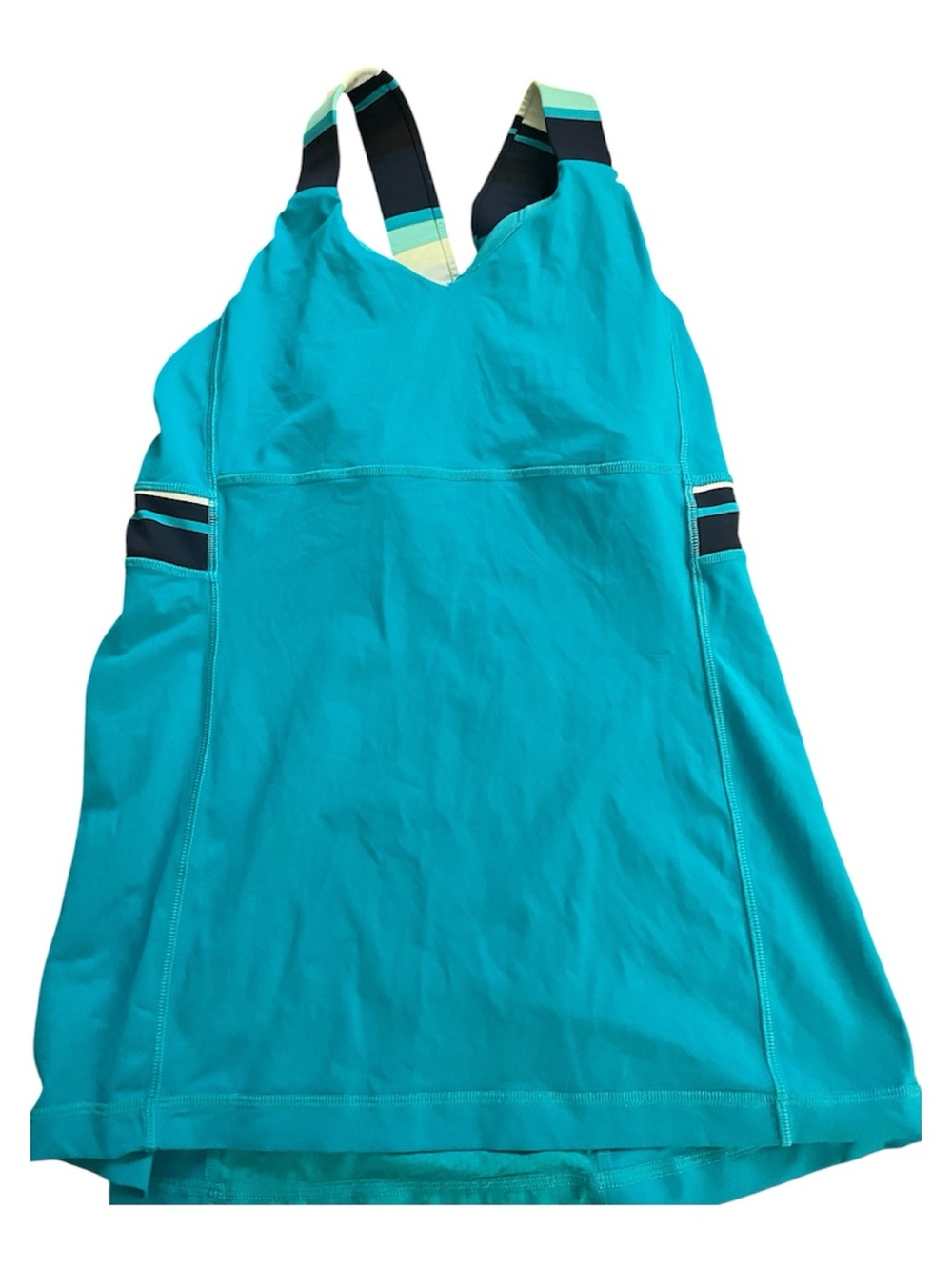 Lululemon women’s Teal tank top with Striped Straps
